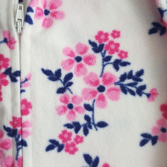 LITTLE ME 3mo Floral Footed Zipper Onesie - Picture 2 of 4